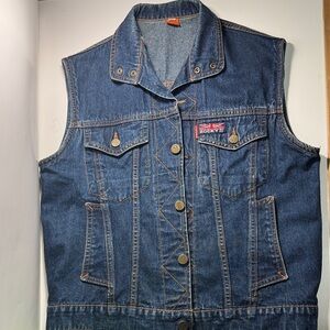 Vintage original Texas 505 42 Jean vest jacket cute rocky 3 pocket patch